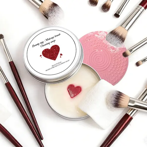 Travel-Size Cosmetic Brush Cleaner Kit, Makeup Brush Cleanser Kit for Makeup Tools with Natural Solid Cleansing Soap, Eco-Silicone Mat, Color Removal Sponge, Restores, Softens, Instantly Cleans, Fresh Scent, Portable