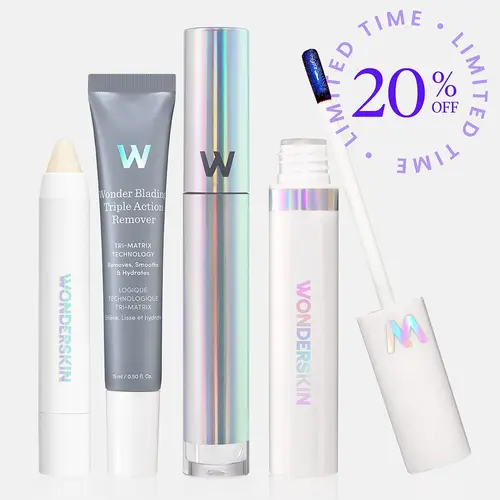 Wonderskin WONDER BLADING Lip Stain Super Set – Long-Lasting Peel & Reveal Lip Stain, 3-in-1 Lip Scrub, Clear Shine Lip Gloss & Triple Action Remover | Complete Lip Care & Color Kit