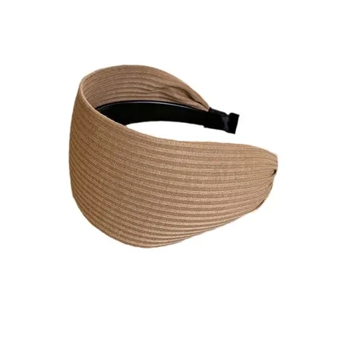 [Live Benefit] OQ HAIR New Autumn & Winter Retro Ribbed Knit Headband Wide Design Face Slimming Fashion All-Match Hair Hoop for Women