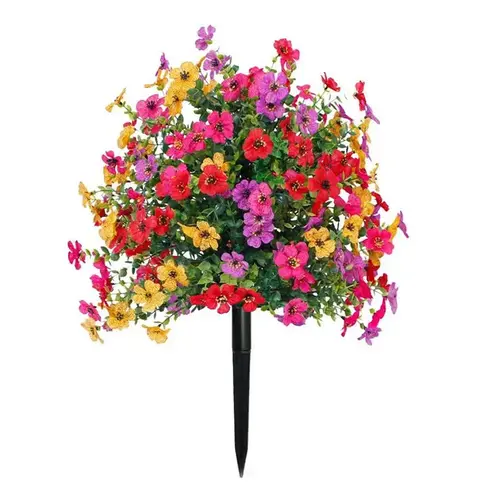 Faux Greenery Artificial Daisy Flower Garden Stakes - UV-Resistant, Windproof, Low-Maintenance Durable Plastic Fall Decor for Those Who Love Greenery, Long-Lasting Ground Spikes for Outdoor Balcony, Autumn Porch