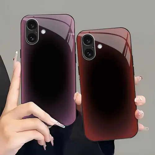 Luxury Aura Gradient Mirror Phone Case - Clean Aesthetic Glossy Cover for iPhone 13/14/15/16/17 Pro Max, Samsung S25 Ultra - Smartphone, Cellphone, Handheld Devices Protection - 985