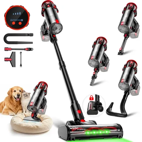 400W Cordless Vacuum Cleaner for Milwaukee M18 Battery / for Dewalt 20V Battery, Brushless Lightweight Stick Vacuum with 3 Mode Suction,6 in 1 Stick Vacuum Cleaner with Hose for Dryer, Floor,Carpet, Car (Battery Not Included), Cordless Vacuums, Stick Vacu