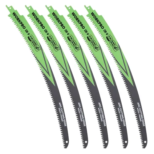 #toolupgrade WORKPRO 380 mm 5-Piece Wood Pruning Reciprocating Saw Blades Set, Sabre Saw Blades for Cutting Branches, 6TPI Saw Blades Set, Compatible with Most Reciprocating Saw