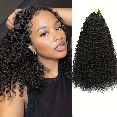 Pobokix Female Glueless Human Hair Feather Crochet Extensions - Tangle-Resist Deep Curls, Lightweight, Flexible, Easy Hair Braids, Comfortable All-Day Wear, Natural Color, For Crochet Installation, Ideal For Vacations, Parties