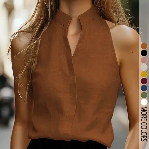 Women's Fashion Casual Solid Color V-Neck Elegant Fitted Sleeveless Basic Camisole Top for Summer, Stylish Minimalist Plain Design, Perfect for Daily Wear, Comfortable and Versatile
