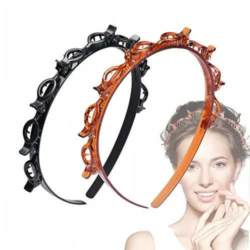Women's 2-Piece Hair Accessories Set - Light, Comfy Plastic Headbands for Women, Bangs Holders, Versatile Hair Clips, Minimalist Braiding Tools for Anniversary, Auspicious Occasions