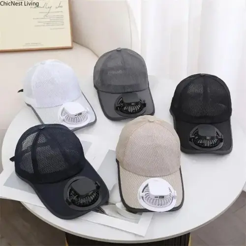 Women's Unisex Korean-Style Anti-UV Adjustable Sunscreen Hat - Cotton Fashion Cap with Built-in USB-Recharge Fan, Breathable Headwear for Outdoor Travel, Beach