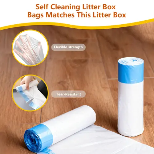 Convenient Thick, Heavy-Duty, Tear-Resistant Self-Cleaning Smart Litter Box Waste Bags, 15-Pack (1 Roll) for Litter Tray Efficiency