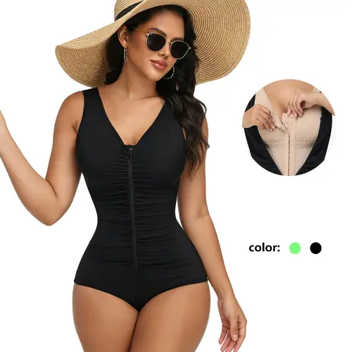 JOSHINE Women's Swimsuit Shapewear- Tummy Control Swimwear, Full Coverage, Pleated V-Neck, U-Shaped Backless, Double-Layer Comfortable Versatile Bathing Suit for Women, Bathing Suits  Womenswear Bodysuit Compression