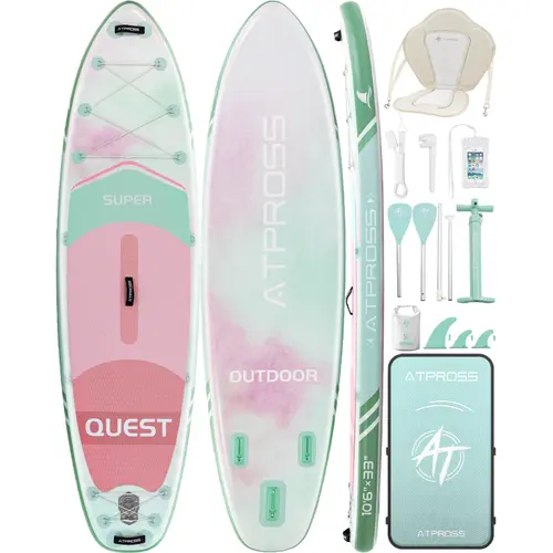 Inflatable Paddle Board, 10'6''x33'' Extra-Wide SUP with Anti-Slip EVA Deck for Beginners, 400lbs Capacity, Includes Kayak Seat & Accessories