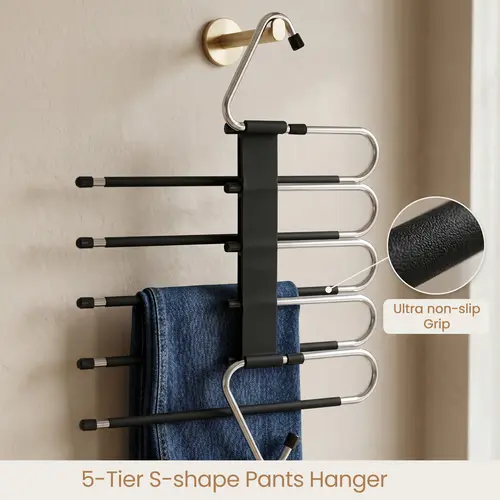 Utopia Home Clothes Hanger Organizers (2 Pack) - Home Organizers, Hanging Storage Hangers & Pegs, ABS Plastic, S-Type Stainless Steel Hook, Ergonomic Structure, Small-Closet Fit, Non-Slip for Shorts, Trousers, Towels, Compact Space-Saving
