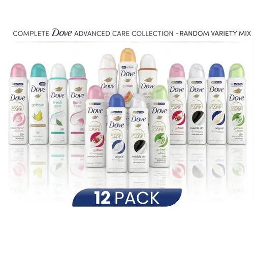 Dove Advanced Care Women's Anti-Perspiration Deodorant Spray Variety Pack - 12 Ct (150ml/5oz), 1/4 Coconut Moisturizer Cream, Sensitive Soothing Low-Toxic Body Care Products