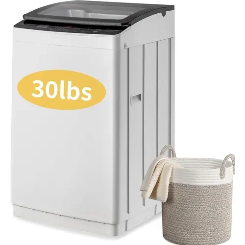 Winado Full Automatic 2-in-1 Washer and Dryer Household Appliance - 30Lbs Capacity, Tempered Glass Lid, Drain Pump, 8 Wash Programs, 5 Water Levels, Child Lock, 110V Plug, 24H Delay Start, Kidswear Program, Portable for Apartments, RV