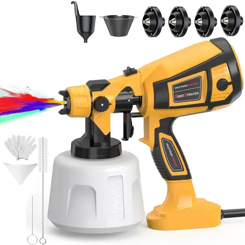 Handheld Electric Paint Sprayer Kit - 1000W (200W and Above) High-Power, 1400ml Large Container, Brass Nozzles for Wear Resistance, Adjustable Flow Control, Double-Layer Insulation, Cleaning Brush for Garden Furniture Spraying
