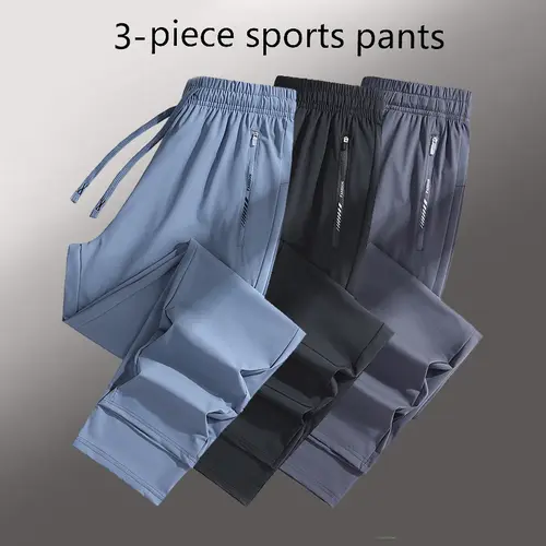 Women's 3-Pack Summer Ice Silk Breathable Pants - Elastic Waist, Flat Front, Anti-Theft, Comfy Casual Athletic Trousers, Training Bottoms, Workout Trousers, Sportswear Pants, Gym Workout Apparel for Running