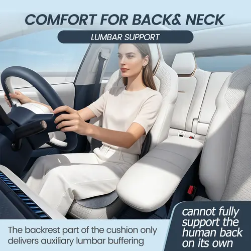 Onever Cozy Foam Seat Cushion - Car Accessories Interior, Office Chair Upgrade, Supportive Sitting for Desk/Car Use, Non-Slip, Skin-Friendly Washable Polycotton Blend Cover with Extended Zipper, Lumbar Support, Premium Blue Adulting Gift