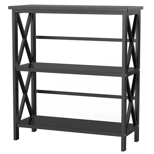 Sweetcrispy 3-Tier Contemporary Matte Metal Wall-Mounted Floating Bookshelf - 35" Tall Storage, Drill-Free, Durable Organizer, Tool-Free Parts for Quick Assembly Required, Easy to Wipe Clean, Living Room Office Furniture, 3-Tier Design Room Decor