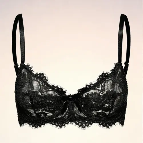 【Black Friday】French Style Eyelash Lace Underwire Bra with Adjustable Straps, Elegant Breathable Push-Up Bra for Women, Stylish & Comfortable Lingerie