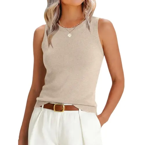 ANRABESS Women’s Wool Blend Sweater Tank Top Sleeveless Soft Fitted – 2026 Summer Business Casual Sweater Shirt