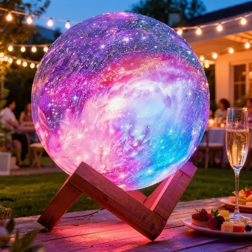 Upgraded 128-Color Plastic Galaxy Lamp, 5.9in Diameter, 5V, Remote & Touch Control, Bulb Included, Indoor Mood Lighting, Kids' Birthday Gifts, Novelty Starry Room Decor