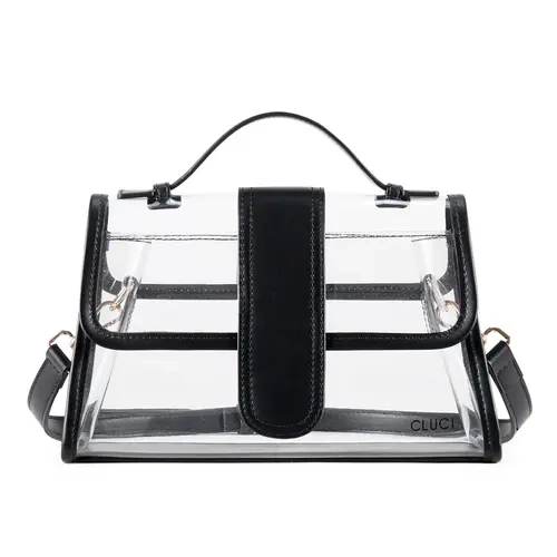 CLUCI Women's Structured Casual Cross Body Handbag - Stadium Approved for Concerts, PVC + Vegan Leather, Scratch-Resist PVC, Foldable Handle, Magnetic Snap, 20.5-25.5" Strap, Reinforced Corners, 10.2 x 3.5 x 6 Inch Shoulder Bags