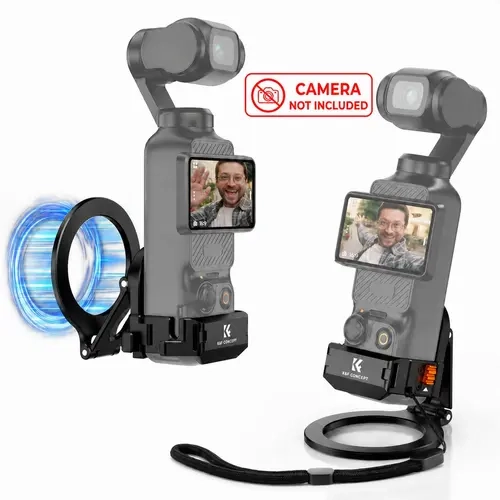 K&F Concept Magnetic Mount Holder Camera Accessory, Pocket 3/XTRA Compatible Metal Expansion Adapter for DJI Osmo Pocket 3/XTRA & Xtra Muse, Aluminum Alloy Stand with 1/4'' Screw Holes/Cold Shoe, 360° Adjustable Suction Bracket for Selfies