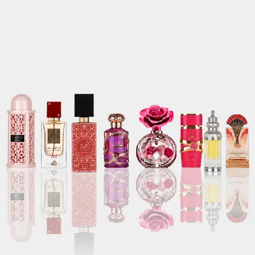 Now women + Ana Abiyedh Rouge + Ajwad pink to pink + Habik women + Layaan + Yara candy 20ml oil + Haakem + La Charmante Éclatant -- 8 piece bundle, 8 Piece Sets Women Bundle, Female, Floral Scents, Fragrance Perfume Scent