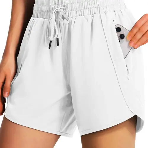 New Women's Casual Sportswear Running Shorts, Quick-Dry Lightweight Fitness Shorts with Zipper, Plain Fitted Design for All Seasons, Pocket Zipper Shorts, Activewear Shorts, Athleisure Shorts, Zipper Gym Shorts