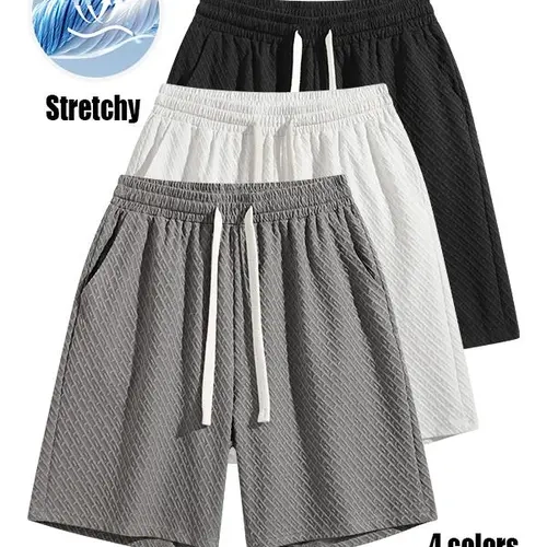 Men’s solid pocket shorts, lightweight breathable shorts, stylish striped design, casual breathable comfortable shorts, suitable for daily leisure walks or exercise, running, and fitness training, men’s all-season shorts.