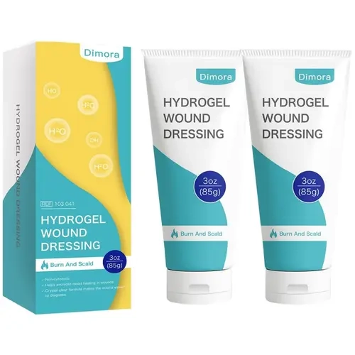 Dimora 2-Pack 6oz Oil-Free Hydrogel First Aid Ointment - Therapeutic Debridement Wound Care for Burn and Scald, Pressure Ulcers, Chronic Diseases, Hydrates Dry Skin, Chapped Fingers, Cooling Soothing Relief