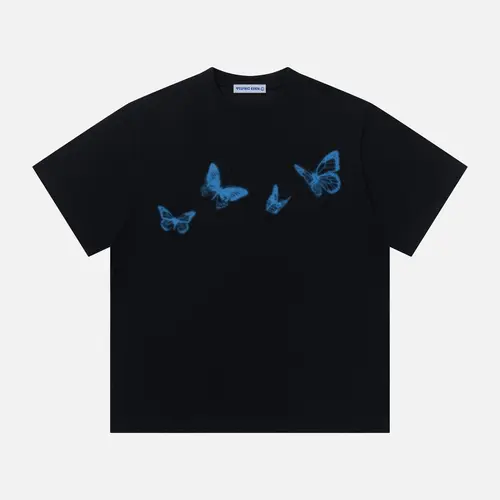 Aelfric Eden Men's Oversized Unisex Short-Sleeve Psychedelic Butterfly Print T-Shirt, Trending Clothes, Vintage Y2K Streetwear Clothing, Casual Top