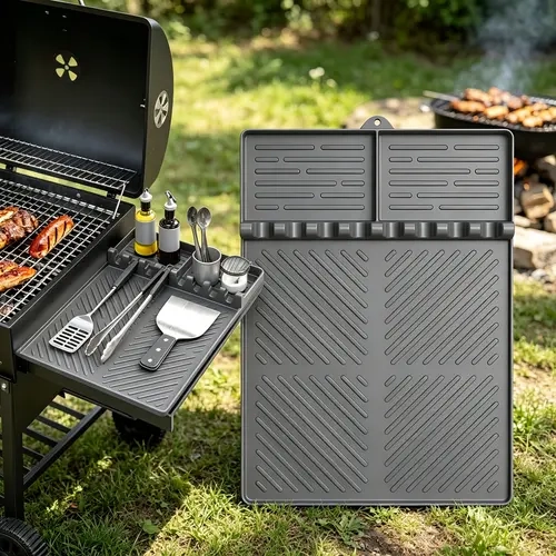 Blackstone Griddle Accessories, Silicone Griddle Mat with Drip Pad, Heat-Resistant Grill Side Shelf Mat, Utensil Organizer & Spatula Rest for Outdoor BBQ Cooking & Kitchen Countertops #tiktokshopstockup techvibes