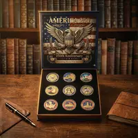 9PCS USA 250th Anniversary Collectible Coins Eagle Decoration Set with Premium Gift Box, 2026 Patriotic Gifting Item for Veterans (Toys & Hobbies Novelty) summerwins,summerwins