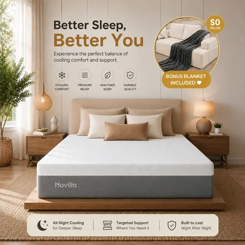 Cooling Gel Memory Foam Mattress&Fiberglass-Free - Medium Plush Feel with Motion Isolating, Bliss, King/Queen/Full/Twin, Egg Crate Design, 10/12 Inch ,Easy Maintenance Cooling Technology, queen size mattress,DealsForYouDays