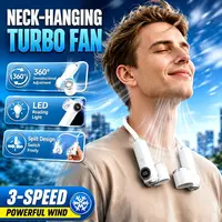 [DealsForYouDays]SummerWins Rolosar 2026 New Portable Neck Fan, 5 Speeds LED Display, 6H Battery, 3-in-1 Magnetic Detachable Neck Fan with Flashlight, Adjustable Width, Rechargeable Hands-Free Bladeless Wearable Fan for Outdoor Travel Gifts
