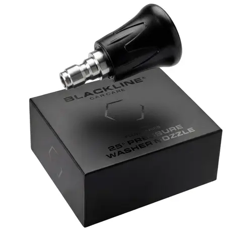 BLACKLINE Flow Series Stainless Steel Pressure Washer Tips 1-Pack - 25° Rubber Protected Nozzle, Quick 1/4" Connect, 0.3mm Soft Rinse Nozzle, Balanced Flow, Precision Spray, Even Coverage, Safer for Car Washing Trim/Wheels, Built for Car Enthusiasts