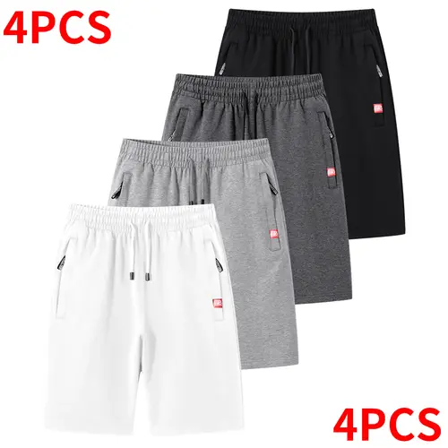 Men’s Preppy Custom-Fitted Dry Fit Elastic Comfortable Casual Gym Shorts - Breathable Poly, Zipper Design, 4 Colors, Short Pants for Summer Beach Trips & Everyday Outdoor Outings, Gym Clothes
