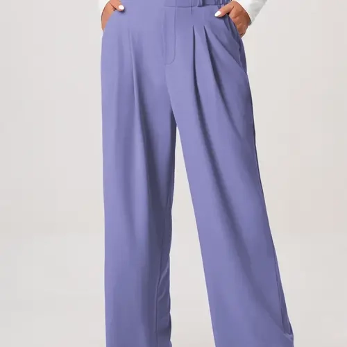 New Women's High Waisted Slimming Wide Leg Pants, Casual Fashion Bottoms, Casual Loose-Fitting Long Trousers, All Seasons Plain Style