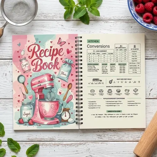 8.5 x 11 Inch Blank Recipe Book Journal - DIY Scrapbooking Recipe Organizer with Stickers, Kitchen Planner for Moms, Great for Birthdays, Gift for Girlfriends & Baking Lovers
