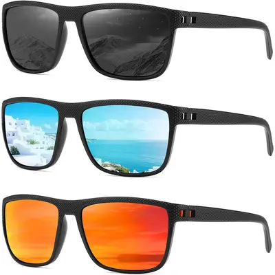3-Pack Unisex Polarized Square Rectangle Sunglasses | UV Protection & Anti-Glare | Lightweight Durable Shades Perfect for Driving, Fishing, Golf & Outdoor Activities | Trendy Casual Eyewear for Daily Street Style & All-Season Wear,summerwins