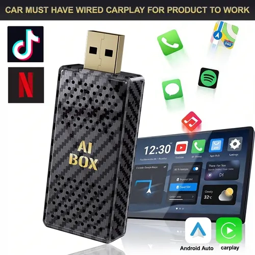 2026 Yurnlv Upgraded Magic Box 3.0 Wireless CarPlay Adapter (Supports Netflix/YouTube/TikTok/Google Play) — Compatible Only with Vehicles Supporting Wired CarPlay