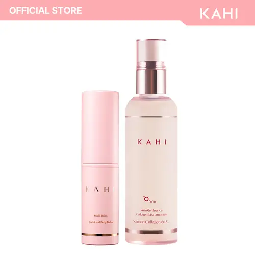 KAHI Dewy Glow Essentials Set - Wrinkle Bounce Multi Balm Stick + Fine Line Bounce Collagen Serum Facial Mist Ampoule