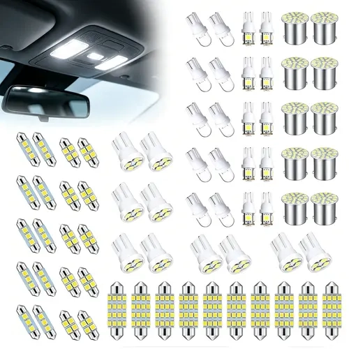 Super Bright White DC 12V Interior Car Lights Kit (70/60/42 Pcs) - T10 Types & 31/36/41mm DE3175 6411 2825 6612F 6615F Bulbs for Dome/Map/Trunk Lit, Cars Accessories, Auto Decorative Parts