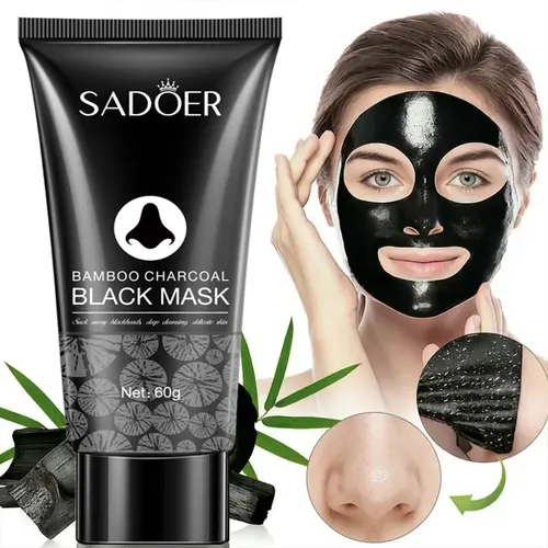 Bamboo Charcoal Deep Cleansing Peel-Off Facial Mask (60g) - Adult Skincare Pore Strips, Nourishing Face Care for Blackhead Removal, Oil Control, Acne Removal, Anti-Acne, Blemish Care, Radiant Sensitive & All Skin Types