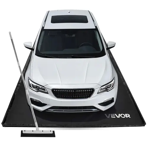 【FathersDayGift】VEVOR Containment Mat, 8 ft 6 in x 20 ft, Non-Slip PVC Garage Floor Mat with a Cleaning Squeegee, Heavy Duty Durable Waterproof Protection from Snow, Rain and Mud for Cars SUVs Trucks Parking, Black