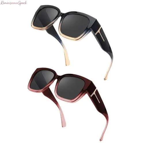 2/1-Pack Unisex Polarised Fit Over Sunglasses | Mirrored Rectangular Frame | UV400 Anti-Glare Protection | Wear Over Prescription Glasses | Stylish Durable Shades for Driving, Walking, Outdoor Sports & Everyday Casual Use,summerwins