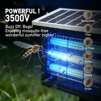 HYKOONT Solar Powered Cordless LED Electronic Mosquito Killer - 18W/30W Triple Tubes, 3500V Dusk-to-Dawn Efficient UV-C Technology UV Bug Trap, Outdoor Fly Control Solutions Zapper