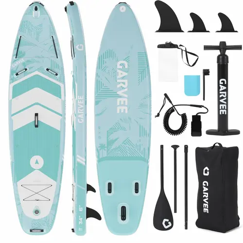 Garvee 11 Ft Inflatable Stand Up Paddle Boards with Premium SUP Accessories,Inflatable Paddle Board,450LB High Weight Capacity Wide for Beginners, Large Paddle with Camera Mount