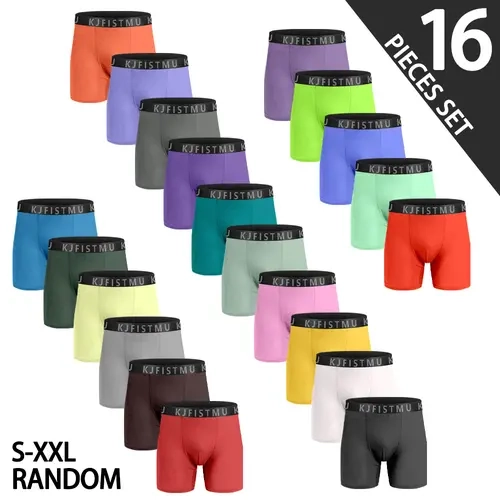 KJFISTMU 16-piece men's underwear set, solid color simple boxer briefs, shipped randomly, men's sweat-wicking underwear, breathable, cool, soft and comfortable