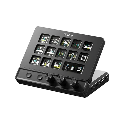 ULANZI D200X Stream Controller - 3 Knobs, 14 Customizable Display Keys, 8-in-1 USB-C Hub Docking Station with 4K HDMI - Content Creator PC Accessories for OBS Setup
